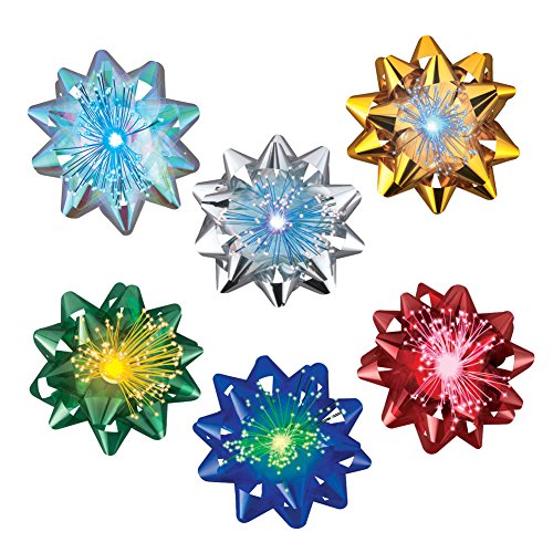 LED Fiber Optic Gift Bows - Set of 6