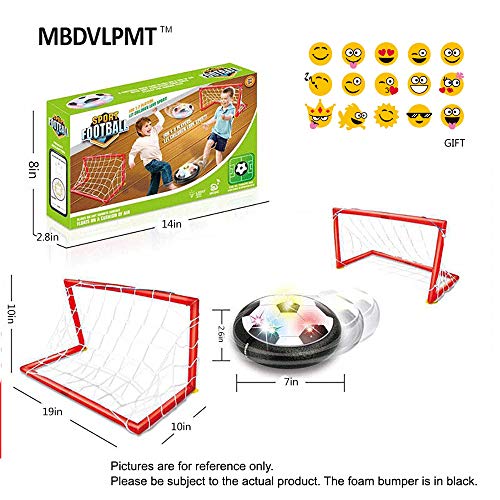 MBDVLPMT Kids Toys Hover Soccer Ball Set 2 Goals Gift Football Disk Toy LED Light Boys Girls Age 3-16 Year Old, with Foam Bumper for Indoor Outdoor Sports Ball Game Children