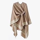 Kcuskl Women's Shawls Wrap Poncho Elegant Soft Capes Open Front Cardigan Large Blanket Warm Wraps for Fall Winter