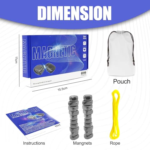 Magnetic Chess Game with 20 Stones and Rope – Portable Educational Magnetic Strategy Set, Party & Travel Game for Ages 9+, Chess Party Supplies for Family Gathering and Travel