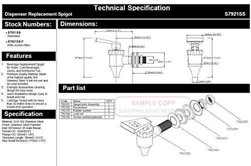 Sumerain-Beverage-Dispenser-SpigotPremium-Stainless-Steel-Spigot-Dispenser-for-Jar-JuiceCold-DrinkWineBeer