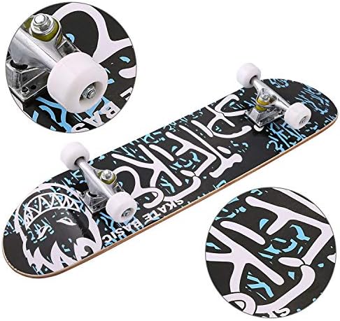 Korie Complete 31’’ Skateboard Deck for Adults and Kids Beginners, Smooth and Mute Wheel Skateboard
