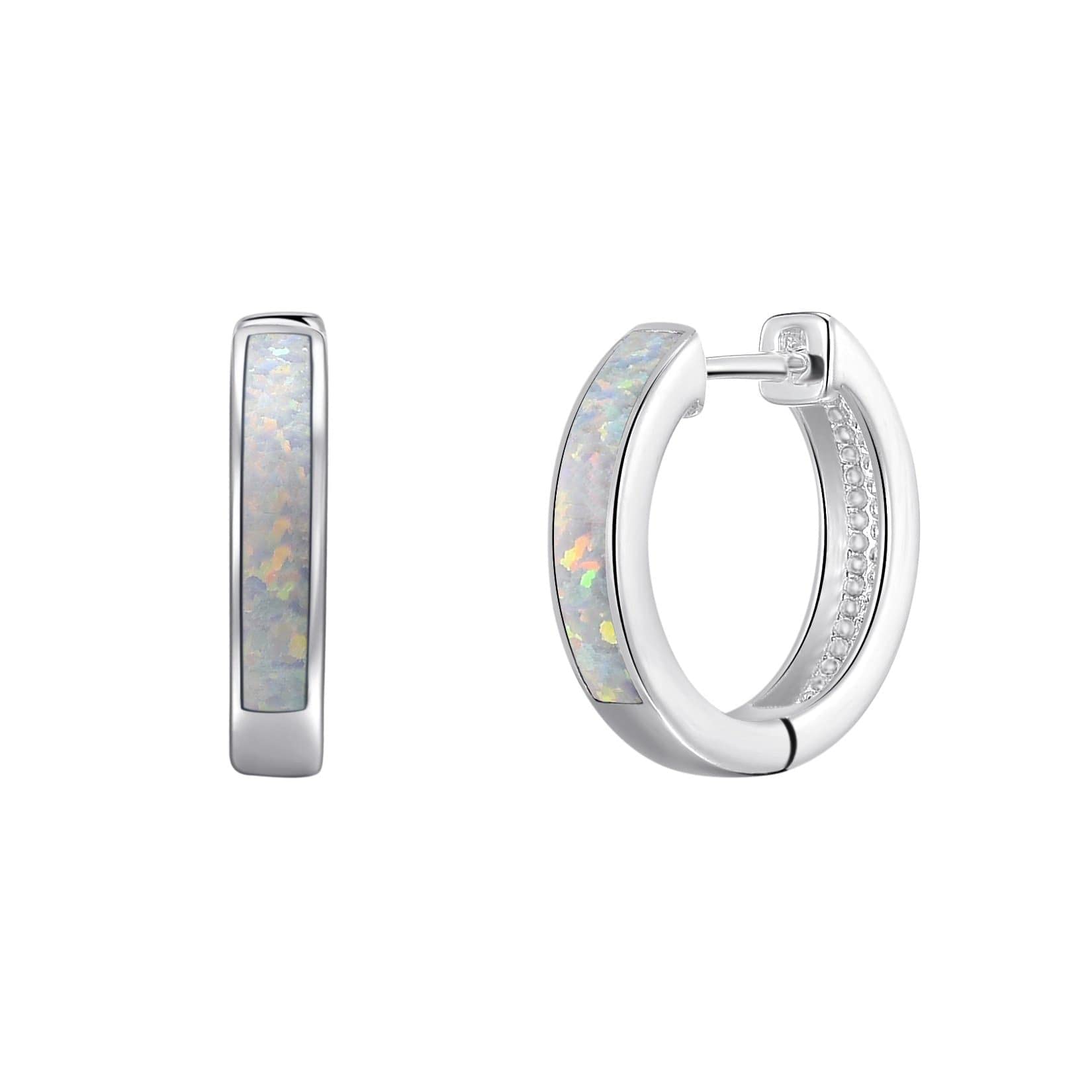 Philip Jones White Synthetic Opal Hoop Earrings
