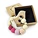 Mamimami Home Wooden Baby Toy - Teething Ring Set Untreated Maple Teether with Organic Cotton Gift Bag Baby Gift Baby Collection