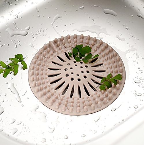 WEYNG Rubber Sink Strainer Filter Basket Floor Drain Protector Hair Catcher Stopper For Bathroom Kitchen 5.1 Inch Dia (Brown)