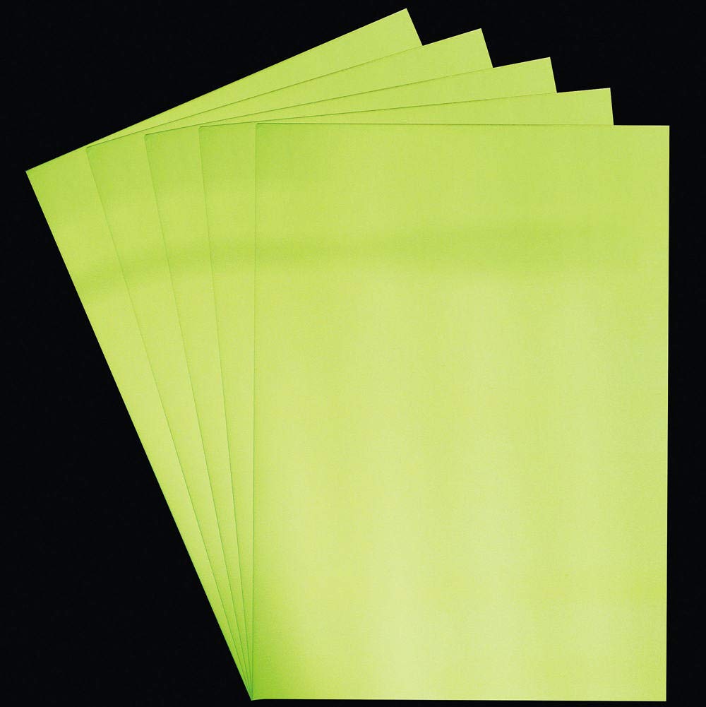 Baker Ross AX391 Glow in The Dark Card - Pack of 15 Sheets, Halloween Craft Supplies, Card Sheets for Crafting, Kids Craft Materials, Green