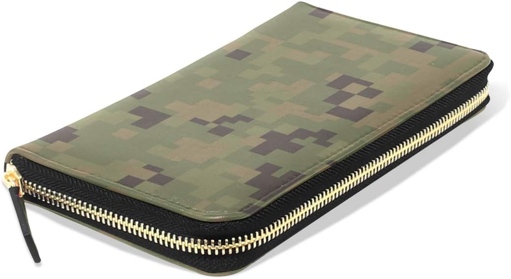 FAJRO Green Camouflage Ladies Purse leather Women Wallet