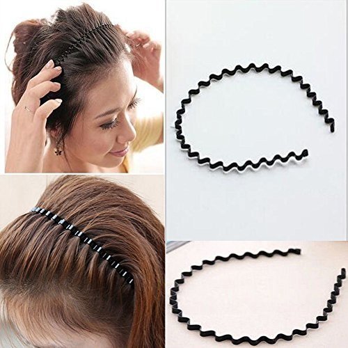 Fan Shop Headbands Sinlifu Unisex Wavy Metal Black Hair Hoop