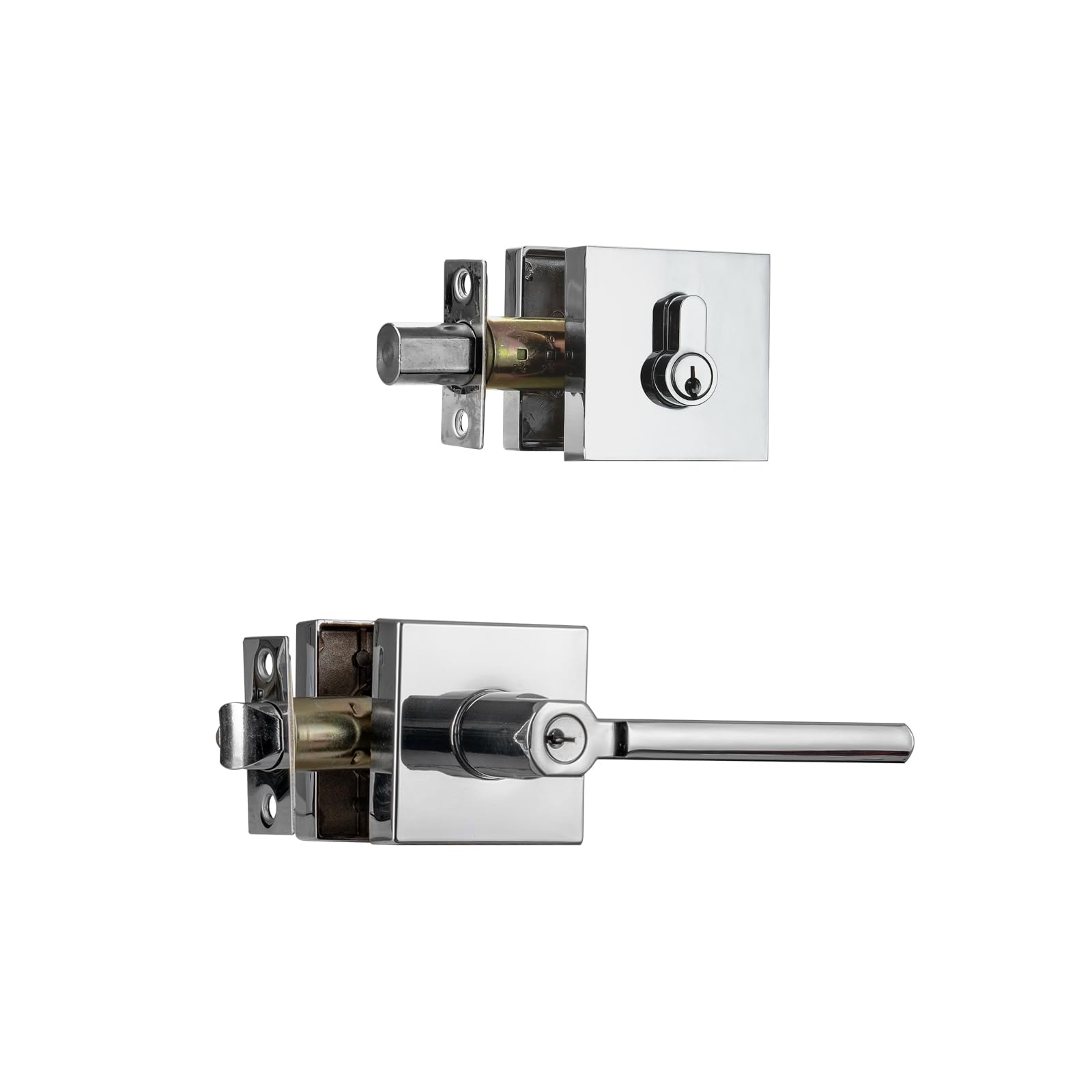 Photo 1 of NCL Elegant Entry Door Lever with Single Cylinder Deadbolt, Keyed Alike Heavy Duty Combination Set, Bright Chrome Exterior Door Lock Set for Front Door