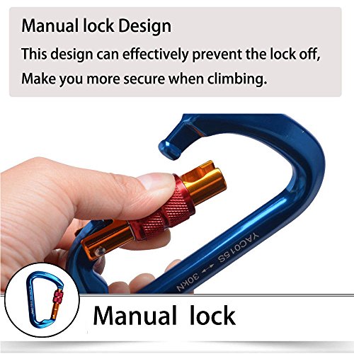 image for 3 Packs Locking Climbing Carabiners,Likorlove Ultra Tech 30KN Aluminum