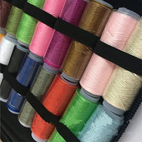 HAPYLY Sewing Kit with 24 Spools of Thread ,34 Kinds of Sewing Tool Accessories Mini Travel Sewing Kit for Beginners, Emergency, Home Quilting Stitching Hand Sewing 21.3x14.3x3.8cm