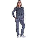 LeeHanTon Velour Tracksuit Womens Sweatsuit Set - Athletic Zip Up Hoodies and Sweatpants Outfits with Stripes