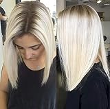 Chantiche Hot Sale Natural Looking Platinum Blonde Short Bob Hair Lace Wigs Fashion Brown Roots Synthetic Lace Front Wig for White Women