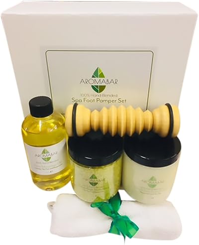 Aromabar Spa Foot Pamper Gift Set Foot Massage Oil Salts Scrub Roller