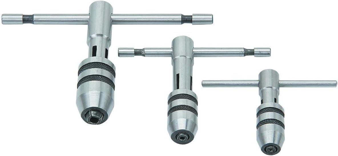 PRAZTECH® ATW-0053 Adjustable T-Handle Tap Wrench Set – 3 Piece M1-M4 / M4-M8 / M6-M12 | Solid Collet Jaws for Tapping & REAMING | DIY Workshop Tool