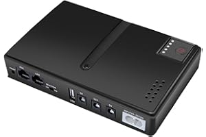 Mini UPS Battery Backup, 10400mAh 36W Uninterruptible Power Supply with Output USB 5V DC 5V 9V 12V 2A POE 15V 24V 1A 6 Outlet