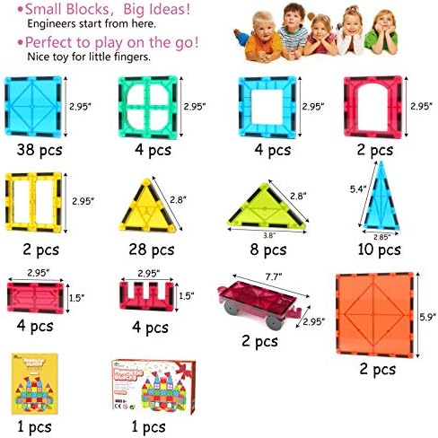 jasonwell 108 pcs magnetic tiles building blocks set