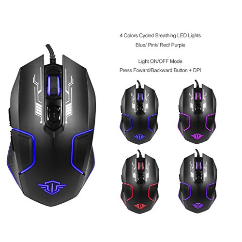 BAKTH Rainbow LED Backlit Mechanical Feeling Gaming Keyboard and Mouse Combo, USB Wired Keyboard and Mouse with 4000 DPI for Game or Office