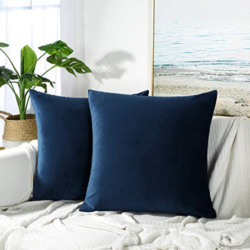 JUSPURBET Pack of 2,Velvet Decorative Throw Pillows Covers Cases for Couch Bed Sofa,Soild Color Soft Pillowcases,26x26 Inches,Navy Blue