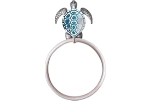 The Bridge Collection Sea Turtle Towel Ring - Coastal Towel Holder - Turtle Ocean Life Towel Hanger for Coastal Bathroom Deco