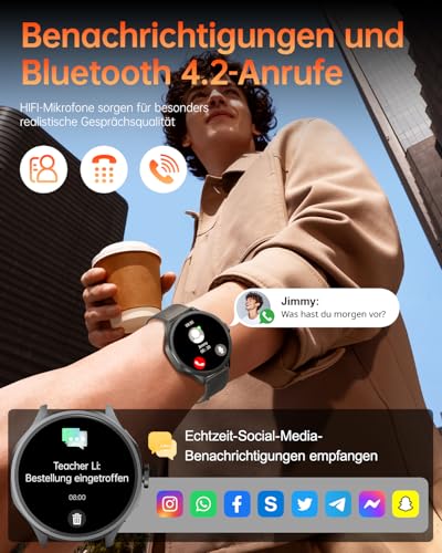 Smartwatch with SIM Slot and 180° Rotating Camera, 1.73 Inch HD Touch Screen Android Smart Watch, Unlocked 4G GSM for Standalone Calls, GPS, Heart Rate Fitness Watch, 800 mAh, 3 GB RAM + 32 GB ROM