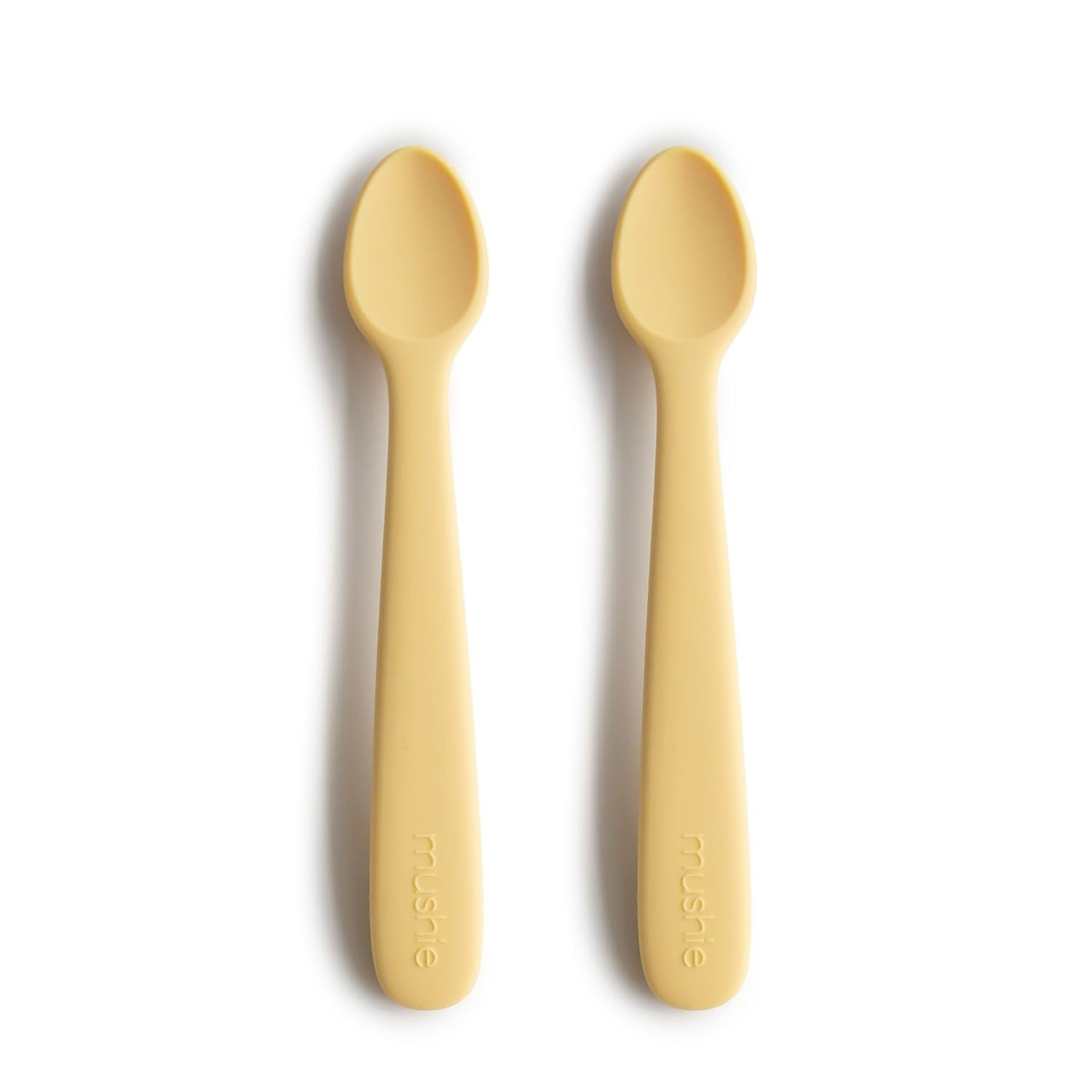 Mushie Baby Feeding Spoons | BPA-Free Silicone Spoons 2-Pack | Dishwasher Safe Durable Toddler Utensils | Daffodil