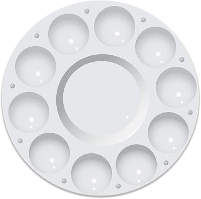 The Glowhouse Round Artist Mixing Palette White Plastic 10 Wells