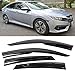 VXMOTOR for 2016-2021 Honda Civic - 4Dr Sedan - Smoke Tinted Side - Window Visors Tape-On