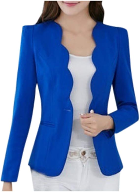 Amazon レディース 秋冬 スーツ テーラード ジャケット事務服 通勤 結婚式 入学式 卒業式 春夏秋 通勤オフィス シングルボタン オフィス レザー 長袖 シングルボタン エレガント オフィスカジュアル Blue Xxl コート ジャケット 通販