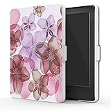 MoKo Case for Kindle E-reader (8th Generation 2016) - The Thinnest and Lightest Cover with Auto Wake/Sleep for Amazon Kindle (6 Display, 8th Gen 2016 Release), Floral PURPLE