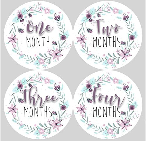 SET OF 12 Floral Wreath Baby Milestone Labels, Monthly Stickers, Baby First Year Labels, Baby Month Stickers, Baby Month to Month Stickers