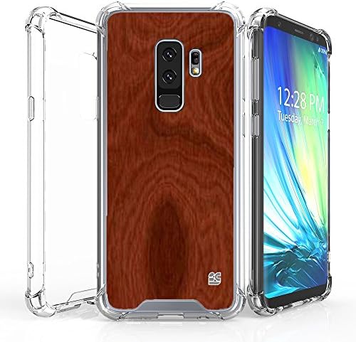 Galaxy S9 Plus Case, Spots8 [Crystal Clear] Soft TPU + PC Slim Protective Case Cover with Raised Bezels for Samsung Galaxy S9+ - Wood Brown