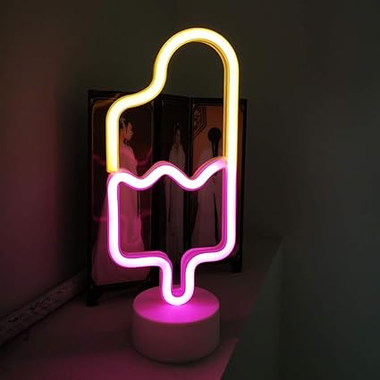 popsicle shaped neon light led neon signs light art decorative neon lamp with base for children baby room hose bar recreational wedding party