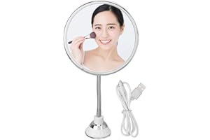 Magnifying Mirror with Light, LED Makeup Mirror 10x Magnification Adjustable Brightness Three Light Colors Suction Cup Makeup