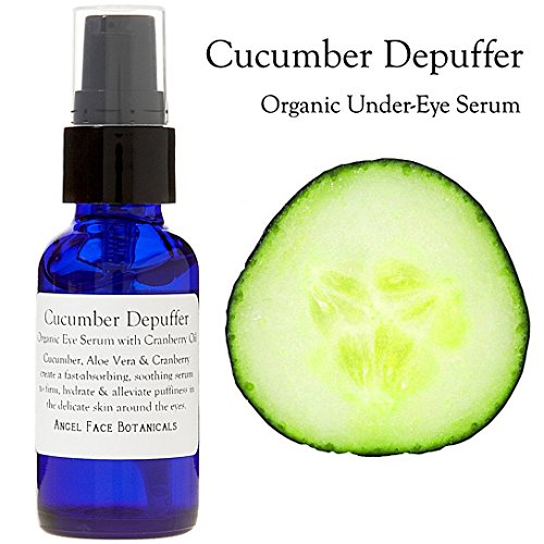 Cucumber Depuffer Organic Eye Serum with Cranberry Antioxidants for Fine Lines, Wrinkles, and Puffiness - Vegan and All Natural Eye Gel Treatment by Angel Face Botanicals