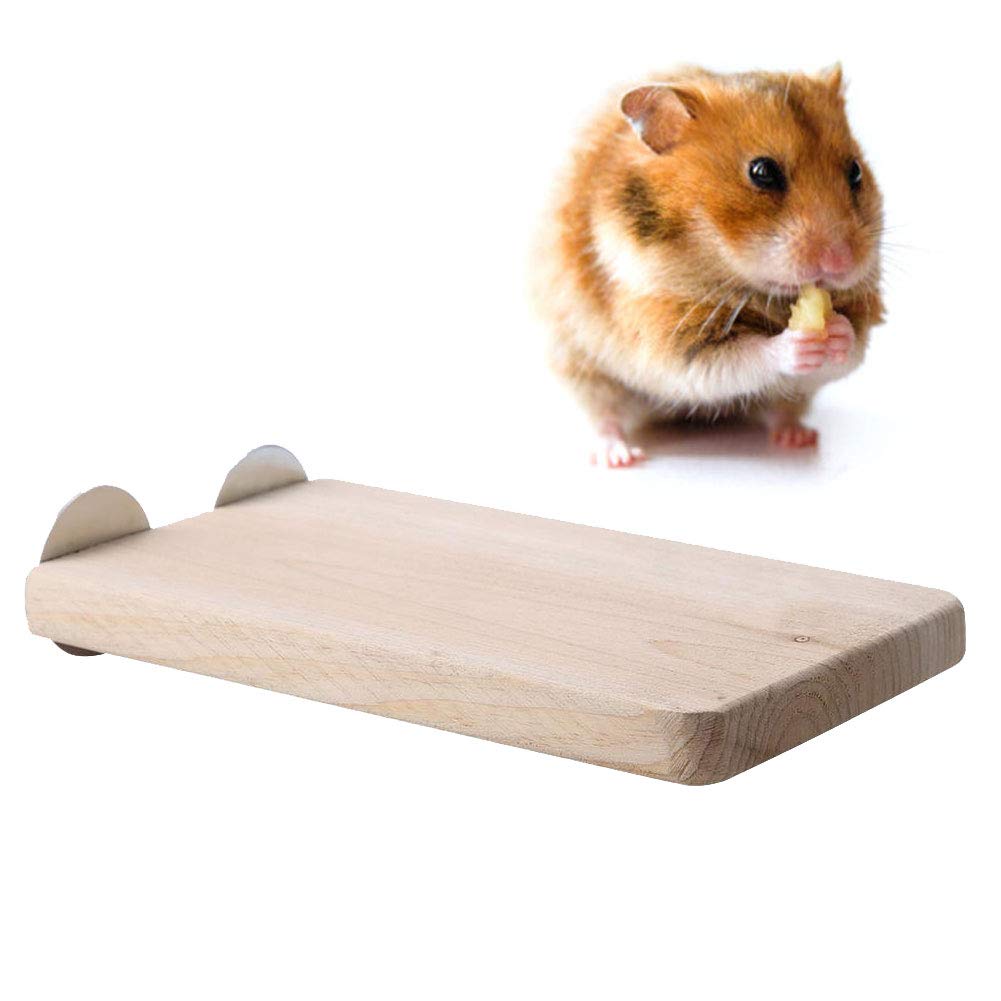 Hamster Springboard, Natural Wood Stand Platform Toy, Rectangular Wooden Jumping Climbing Accessory for Small Pets Mice Chinchilla Chipmunk Squirrels