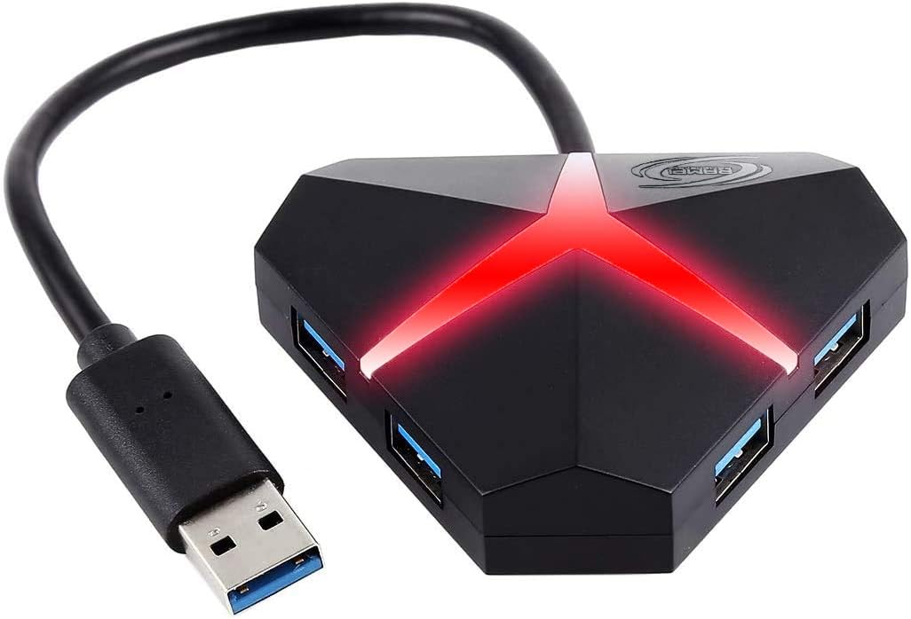 RAmpi Peripherals Hub USB 3.0 Luces LED RGB Gaming 4 Puertos USB