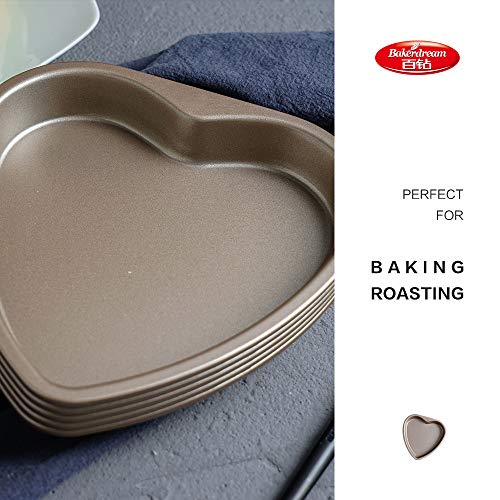 Bakerdream 5 Piece 6 inch Heart Shaped Cake Pan Set Muffin Chocolate Mold Non-Stick Heart Baking Pans (Loving Heart)