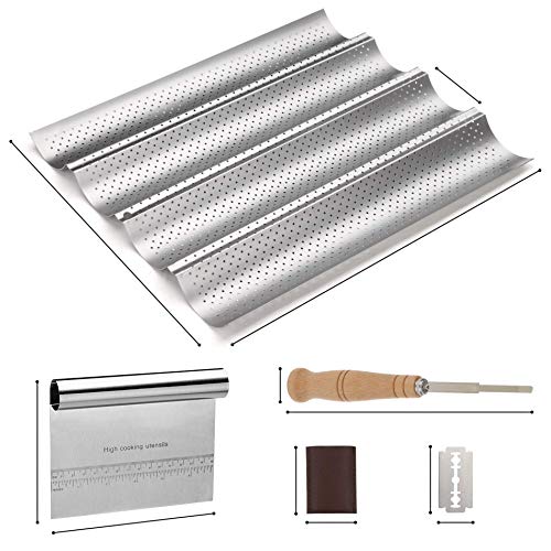 ProBay baguette pan with bread lame & Bread Scraper 3in1 Baking