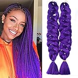 HVAXING 82 inch Ombre Jumbo Braiding Hair Extensions 2Pcs/Lot 165g/pcs High Temperature Kanekalon Fiber Crochet Twist Braids (Purple)