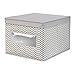 mDesign Decorative Soft Stackable Fabric Closet Storage Organizer Holder Box - Clear Window, Lid, for Child/Kids Room, Nursery - Large, Collapsible Foldable - Chevron Zig-Zag Print - Taupe/Natural