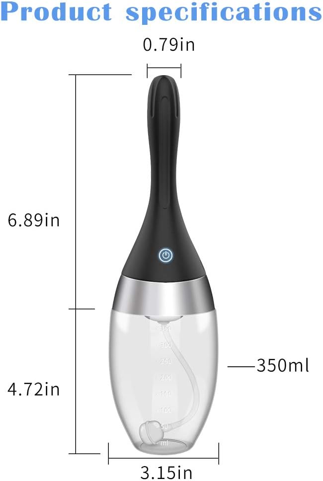 Automatic Electric Enema Bulb with 3 Speeds, Adorime Rechargeable Anti Back-Flow Enema Douche for Men Women Colon Cleansing, Silicone Douche Cleaner Enema Kit Douche Bottles 12oz: Health & Personal Care