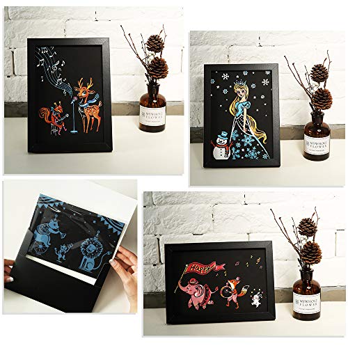 Scratch Art Paper, Rainbow Night View Scratchboard Pads for Adults and Kids, Mini Envelope Postcard Art & Crafts Set: 12 Sheets Scratch Cards & Scratch Drawing Pen, Clean Brush 7.9"x5.5" (Dreamtopia)