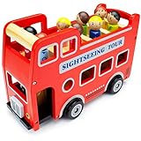 Wooden Wheels Double-Decker Red Tour Bus with 8 Tourists by Imagination Generation