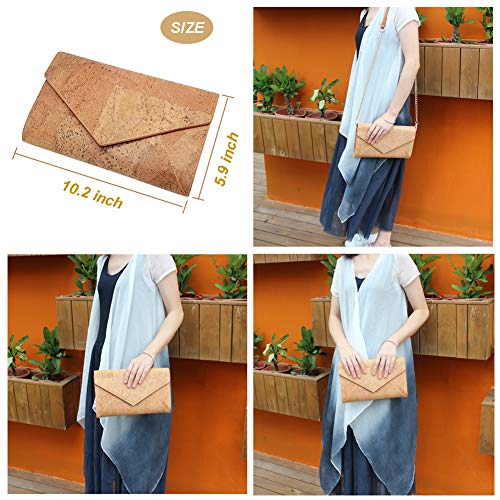 boshiho Cork Crossbody Bag Vegan Leather Sustainable Women Handbag, Wood Color-1, 26 x 16 x 3 cm
