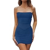 CHYRII Womens Sexy Summer Two Piece Outfits Bandeau Going Out Crop Tops Bodycon Skirt Sets Mini Dress