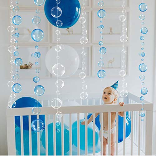 White Transparent Bubble Garlands for Party Decorations Hanging Floating Bubbles Cutout Streamer Background for Mermaid Under The Sea Birthday Home Kids Room Prom Wedding Baby Shower Decor (White)