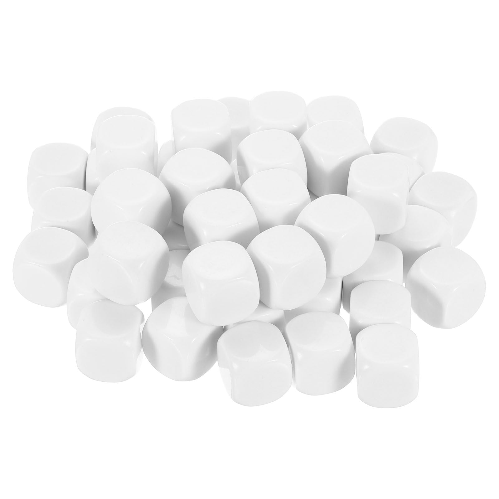 sourcing map 100 Pcs Acrylic Blank Dice Six Sided, 2.5cm/0.98inch Rounded Corners Blank White Dice Cube with Smoothed Surface for DIY Craft Board Game, White — image 1