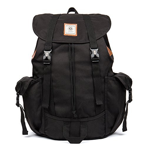 Fresion Anti-diebstahl Rucksack Damen Herren Studenten Backpack 14 Zoll Laptop Backpacks Praktischer Schüler Daypacks Großer Schultaschen für Wandern Reisen Camping Schule Outdoor Sport mit Schnalle 30×16×48 cm (Schwarz)