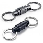 Quick Release Keychain Swivel 2-Pack &amp; Heavy Duty Stainless Steel Key Rings | Pull apart swivel key chain &amp; key organizer for car keys; detach your fob from keys in seconds; anti-tangle keyring holder